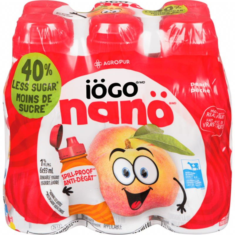IOGO Nano 1 Milk Fat Peach Flavor Drinkable Yogurt (93 ml) Instacart