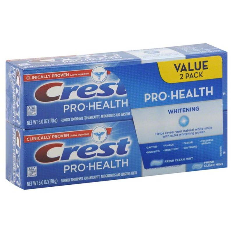 Crest Toothpaste Fluoride Whitening Fresh Clean Mint Value 2 Pack 12 Oz Instacart