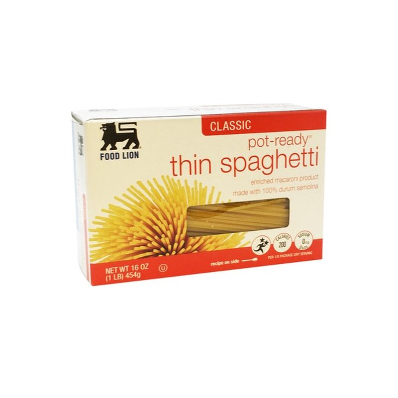 Food Lion Spaghetti, Thin, Classic, PotStyle, Box (16 oz) from Food