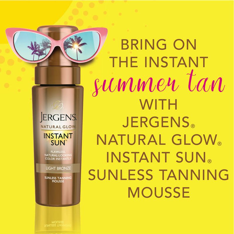 JERGENS Instant Sun Self Tanner Body Mousse, Light Bronze Tan, Sunless