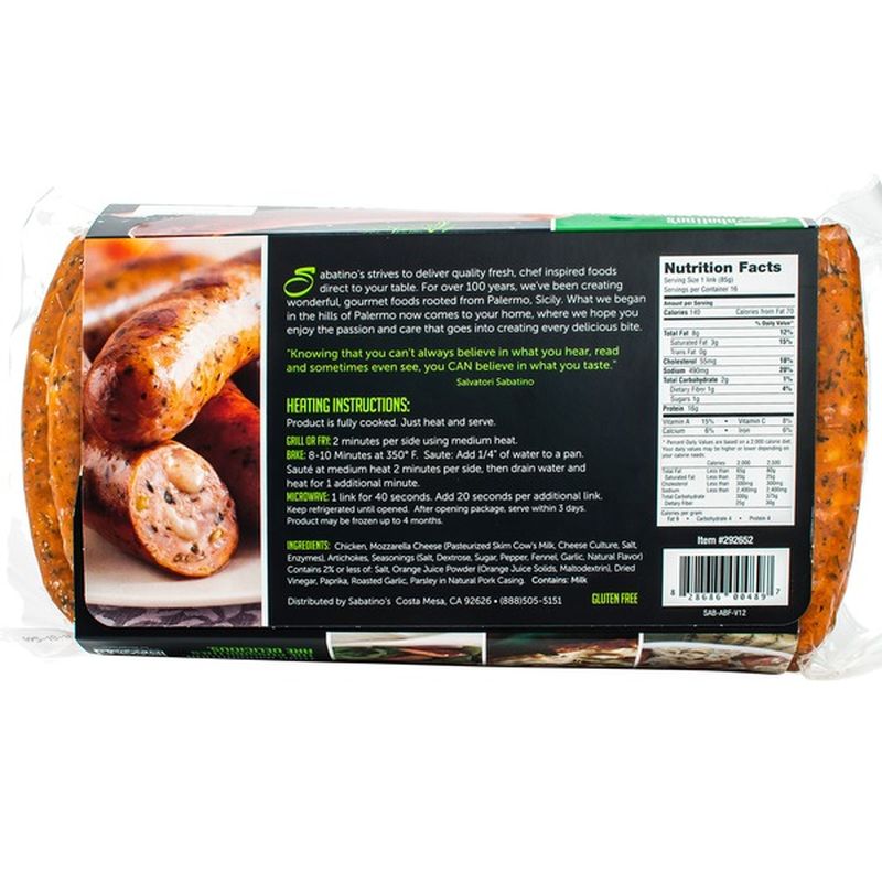Sabatino Smoked Mozzarella With Artichoke and Garlic Chicken Sausage