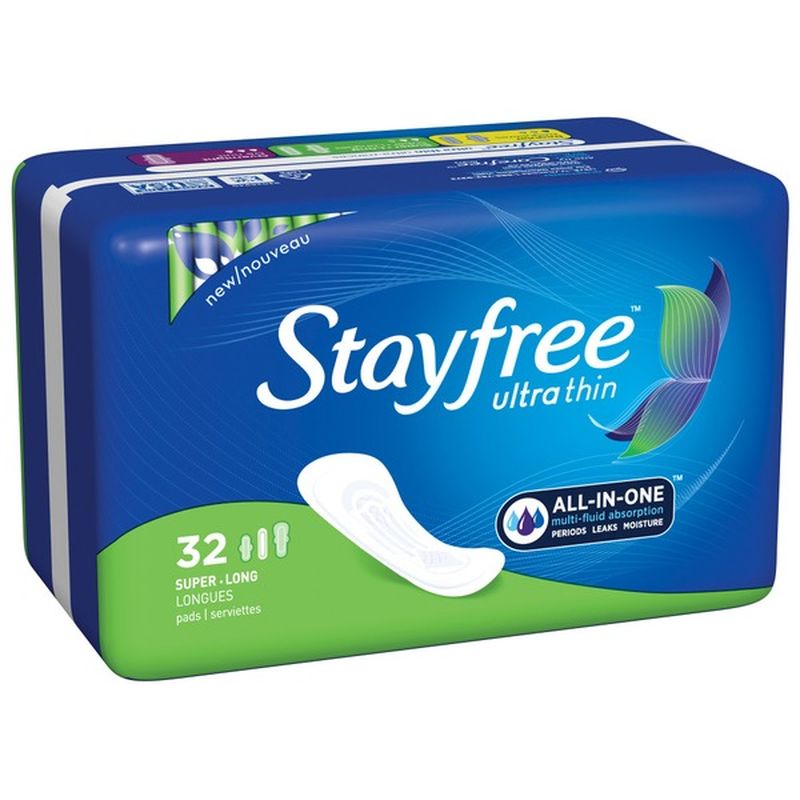 Stayfree Ultra Thin Long Pads without Wings, Unscented, Super (32 ct