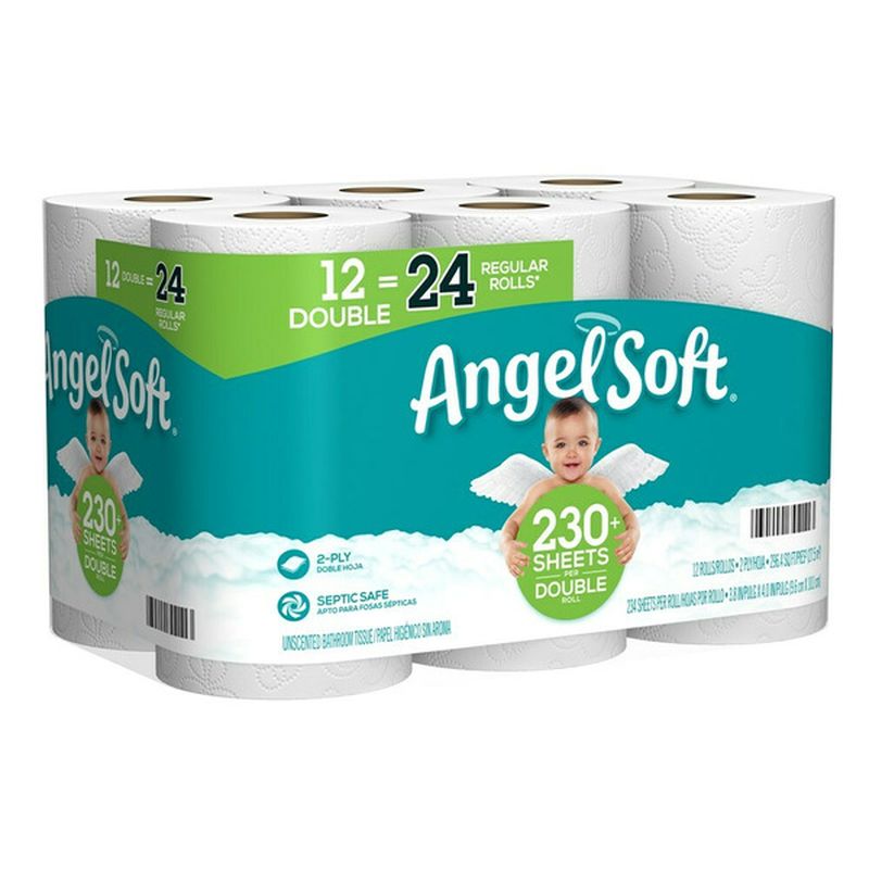 Angel Soft Toilet Paper, 12 Double Rolls, 2Ply (12 ct) Delivery or