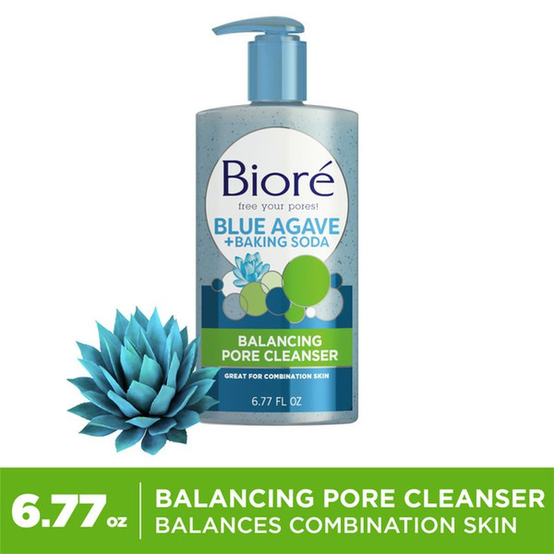 Bioré Blue Agave & Baking Soda Face Wash, Cleanser for Combination Skin ...