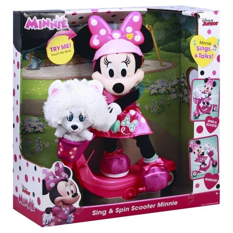 disney junior minnie sing & spin scooter minnie