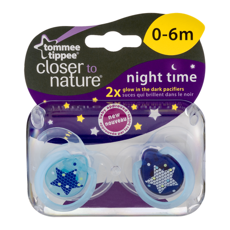 Tommee Tippee Pacifier, Orthodontic, Night Time, 06 Months (2 each