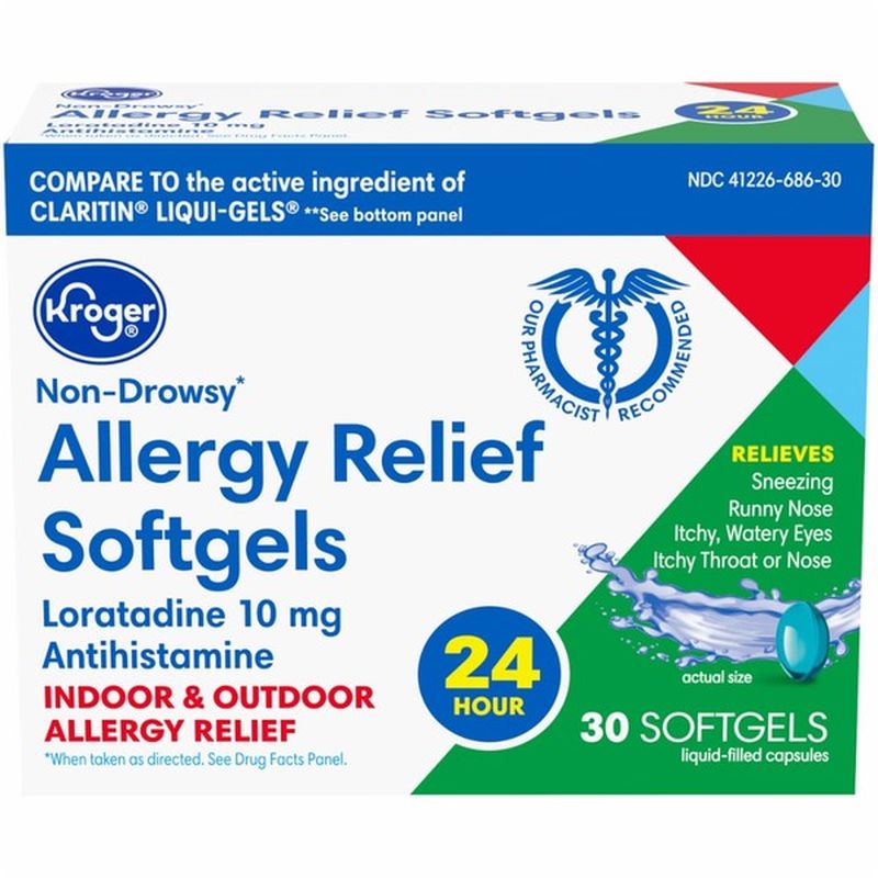 Kroger Nondrowsy* Allergy Relief Loratadine Capsules, 10 Mg