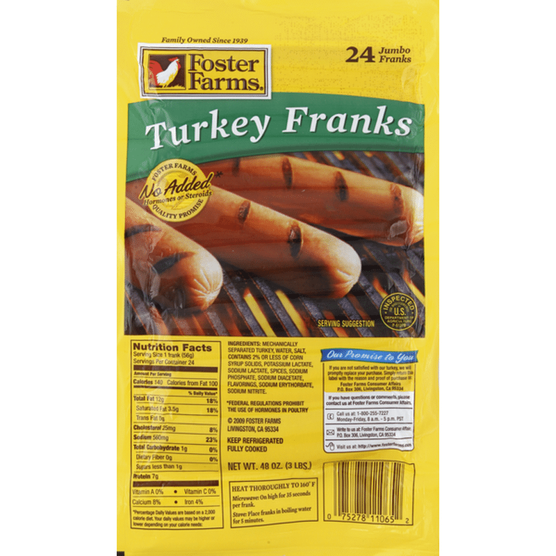 Foster Farms Turkey Franks (24 ct) Delivery or Pickup Near Me Instacart