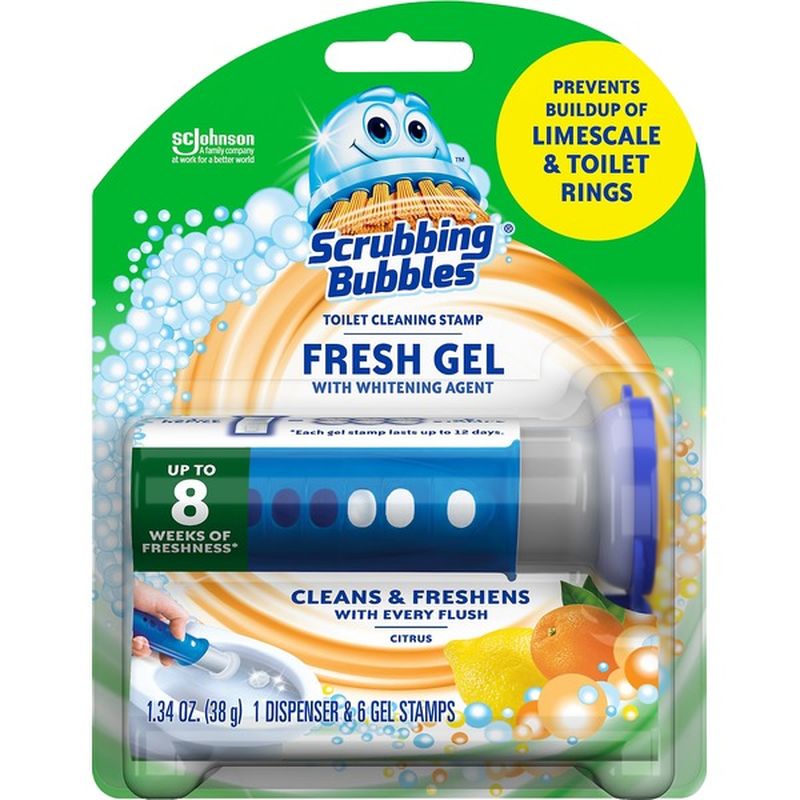 Scrubbing Bubbles Toilet Cleaning Stamp, Fresh Gel, Citrus, Dispenser