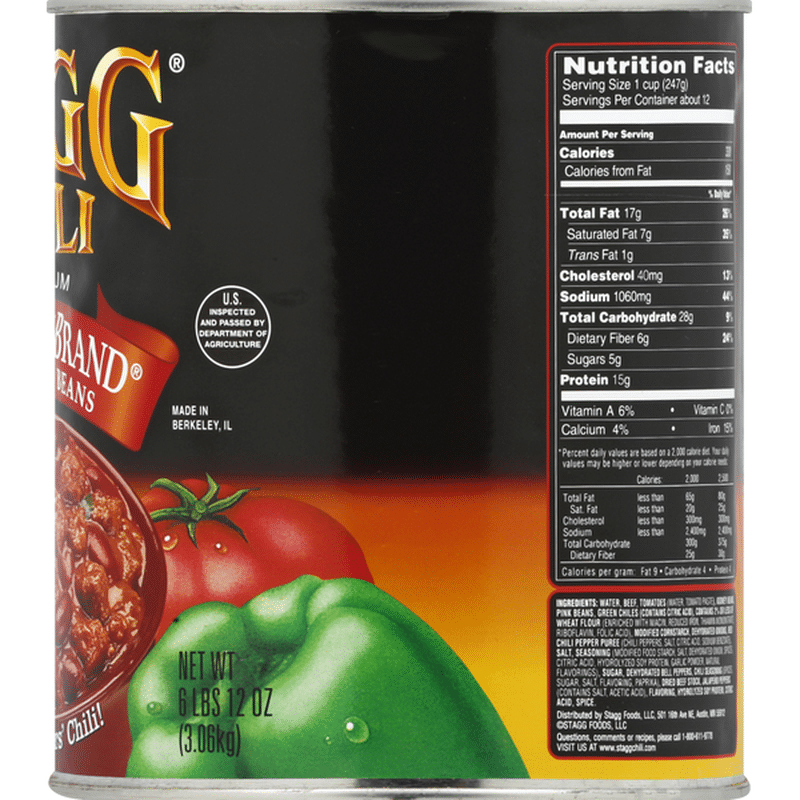 Stagg Chili, Premium, with Beans (108 oz) Instacart