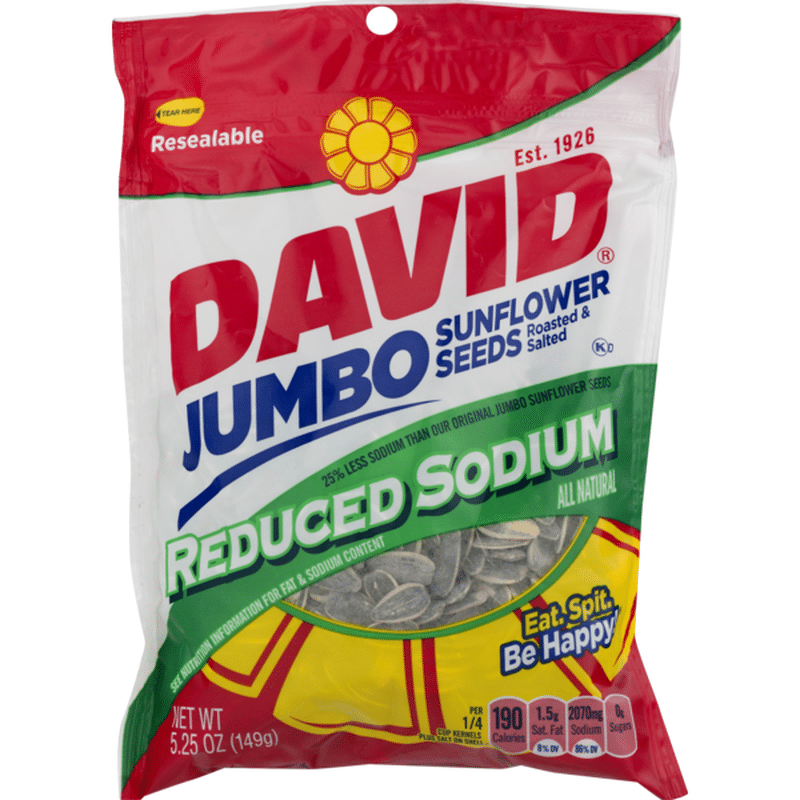 DAVID Seeds Reduced Sodium Sunflower Seeds (5.25 oz) Instacart