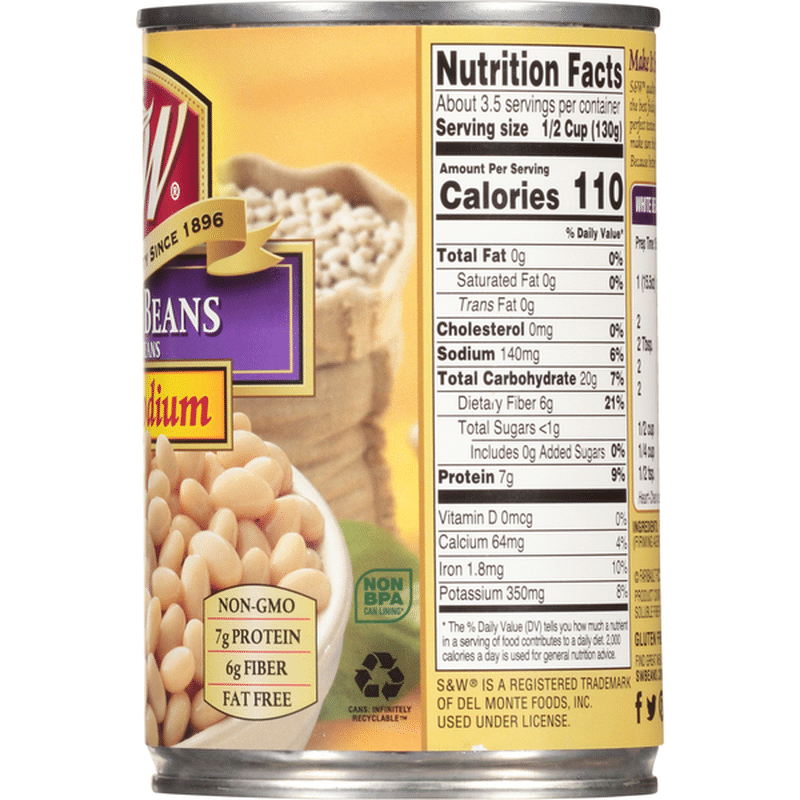 S&W White Beans, Low Sodium, Navy Beans (15 oz) Delivery or Pickup Near