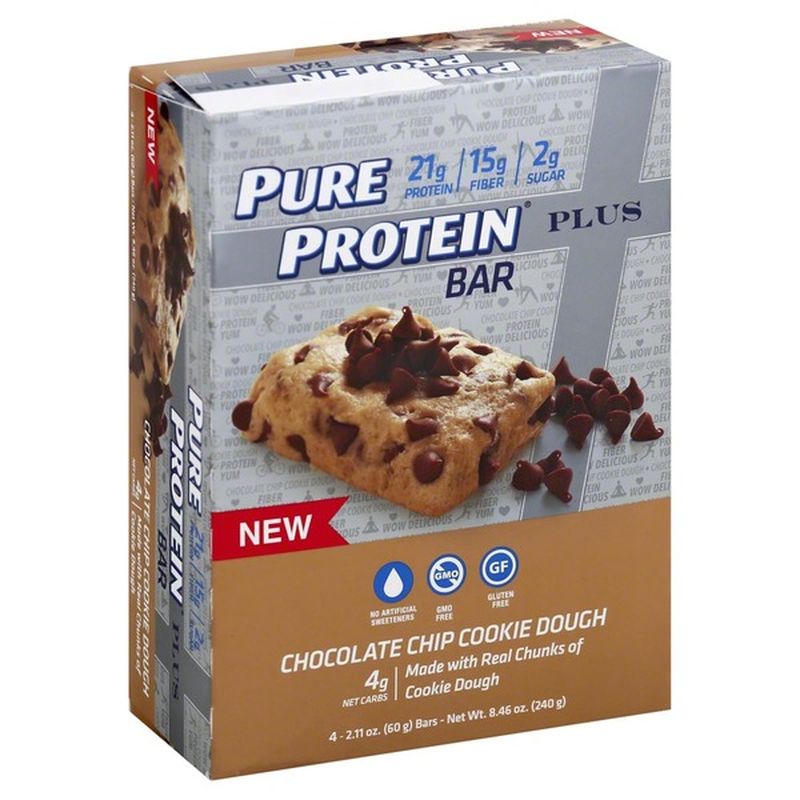Pure Protein Protein Bar, Plus, Chocolate Chip Cookie Dough (4 each