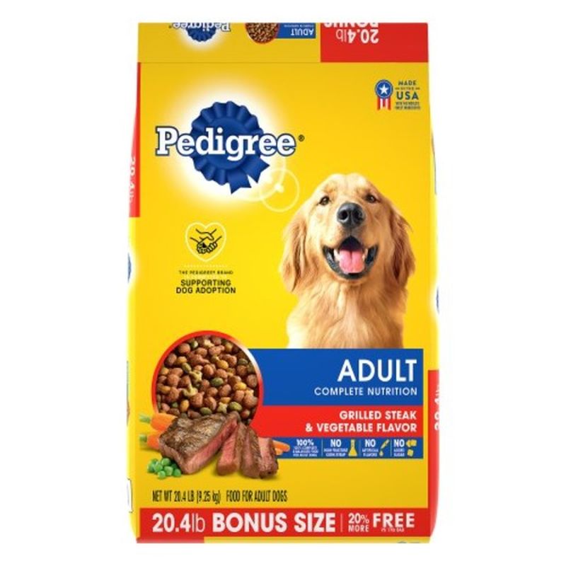 Pedigree Food for Dogs, Grilled Steak & Vegetable Flavor, Complete ...