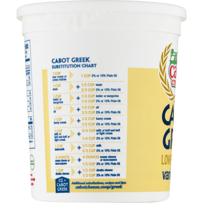 Cabot Yogurt, Greek, Lowfat, Vanilla Bean (2 lb) Instacart
