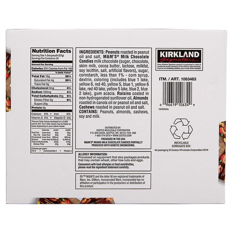 Kirkland Signature Trail Mix, 28 ct (2 oz) from Costco Instacart