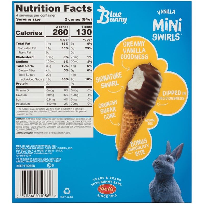 blue bunny twist cones calories