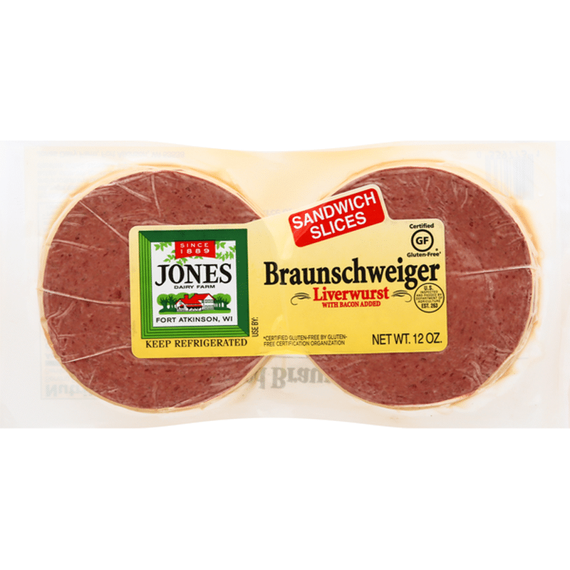 Jones Dairy Farm Liverwurst, Braunschweiger, Sandwich Slices (12 oz