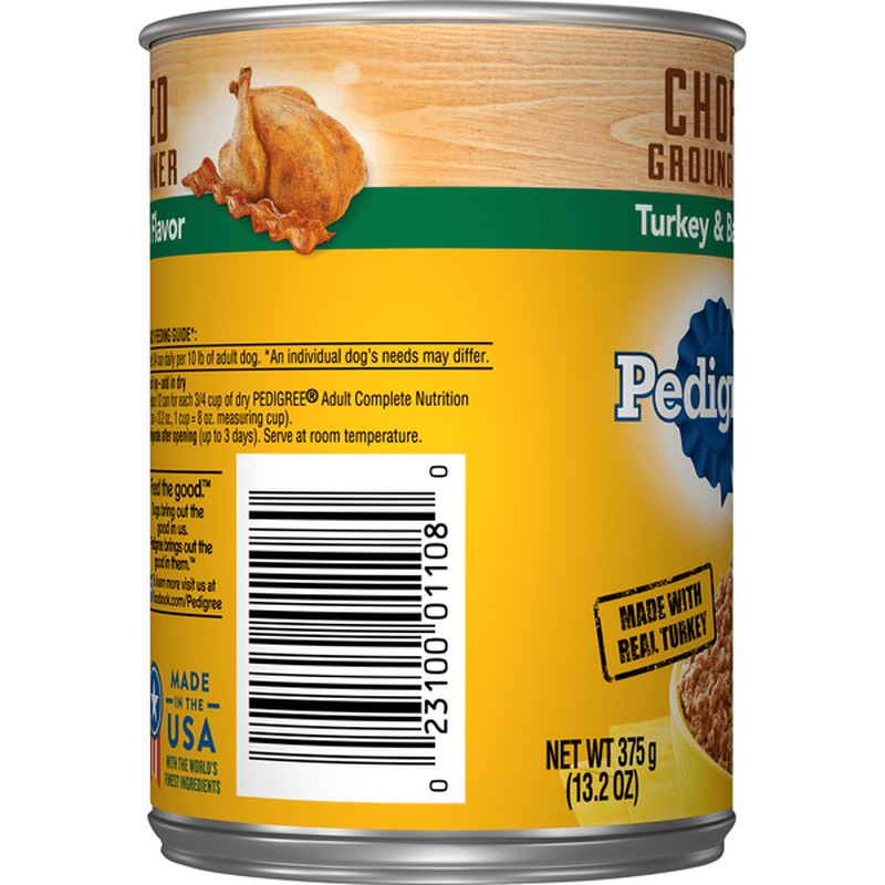 Pedigree Dog Food, Turkey & Bacon Flavor, Chopped Ground Dinner (13.2 oz) Instacart