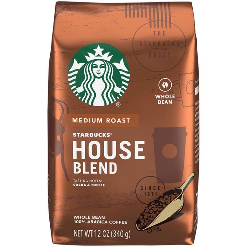 Starbucks House Blend Medium Roast Whole Bean Coffee (12