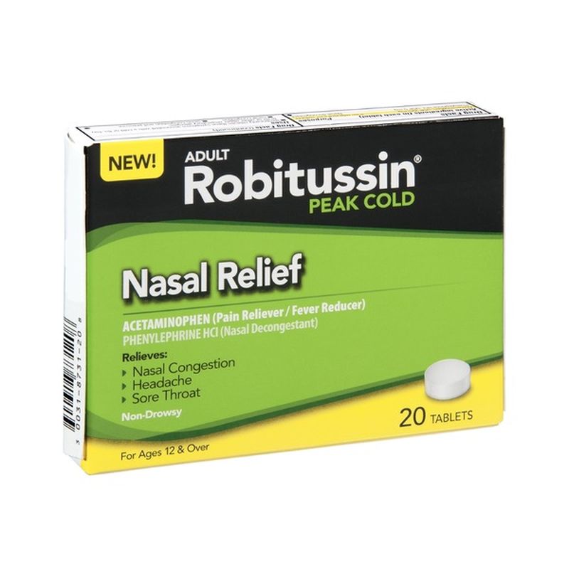 Robitussin Peak Cold Adult Nasal Relief Tablets (20 ct) - Instacart