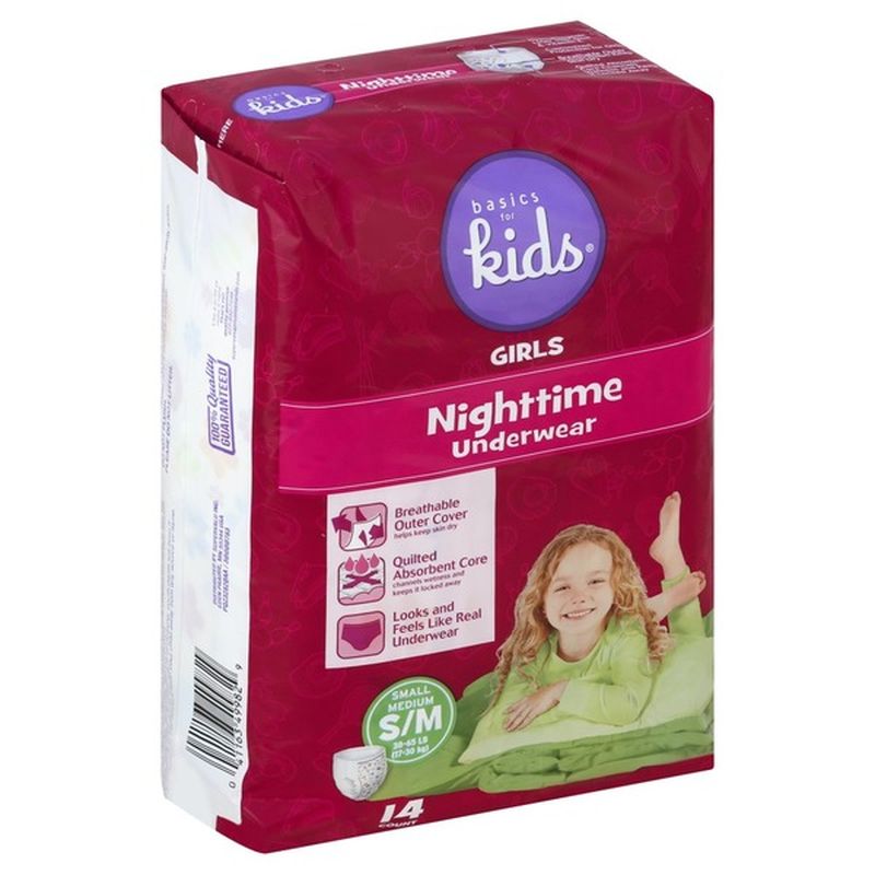 Basics For Kids Underwear, Nighttime, Girls, Small Medium (3865 lb) (14 each) Instacart