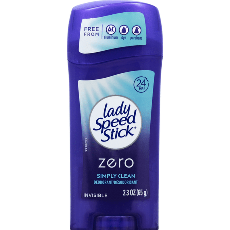 Lady Speed Stick Deodorant, Zero, Invisible, Simply Clean (2.3 oz