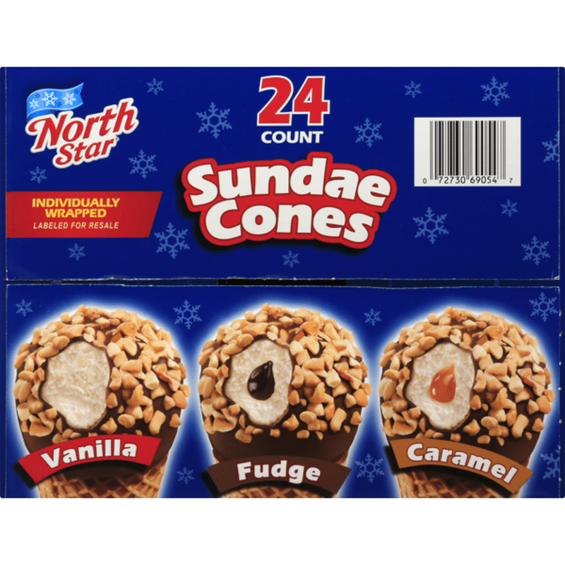 Northstar North Star Sundae Cones, Vanilla, Fudge, Caramel, Box (24 ct) Instacart