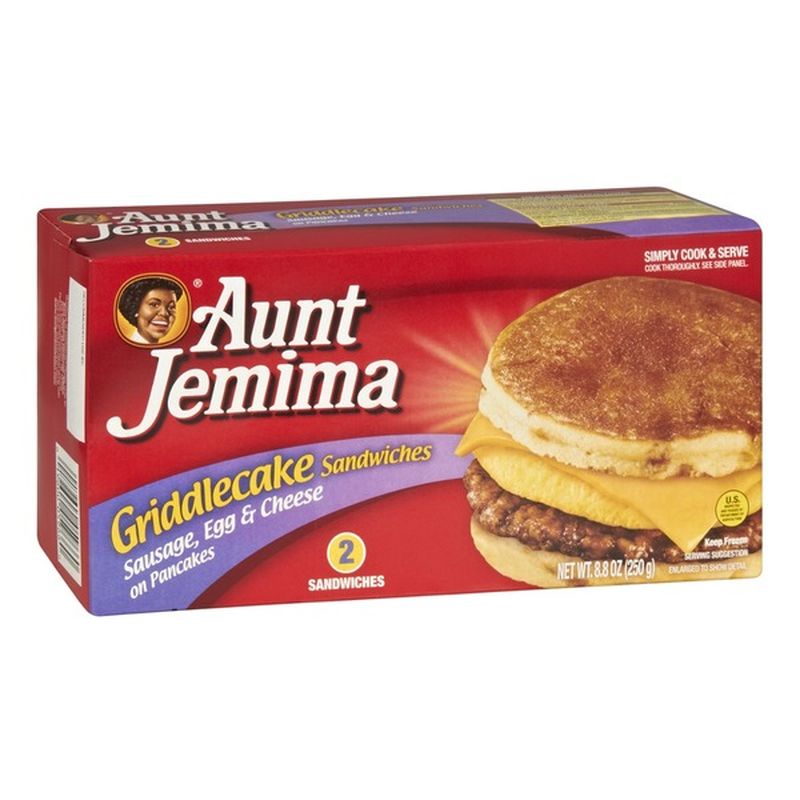 Aunt Jemima Sausage Egg & Cheese On Pancakes Griddlecake Sandwiches (8.