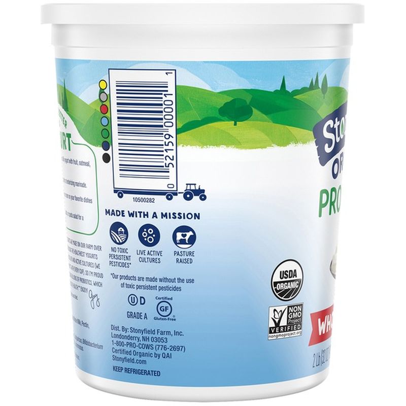 Stonyfield Organic Plain Whole Milk Probiotic Yogurt