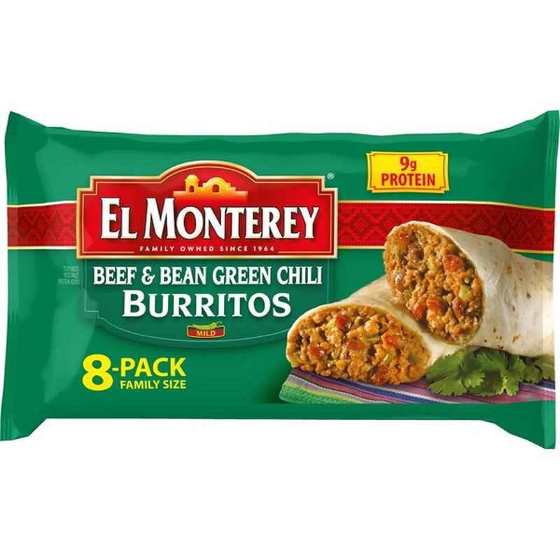 El Monterey Beef & Bean Green Chili Burritos 8 ct Pack (32 oz) Instacart