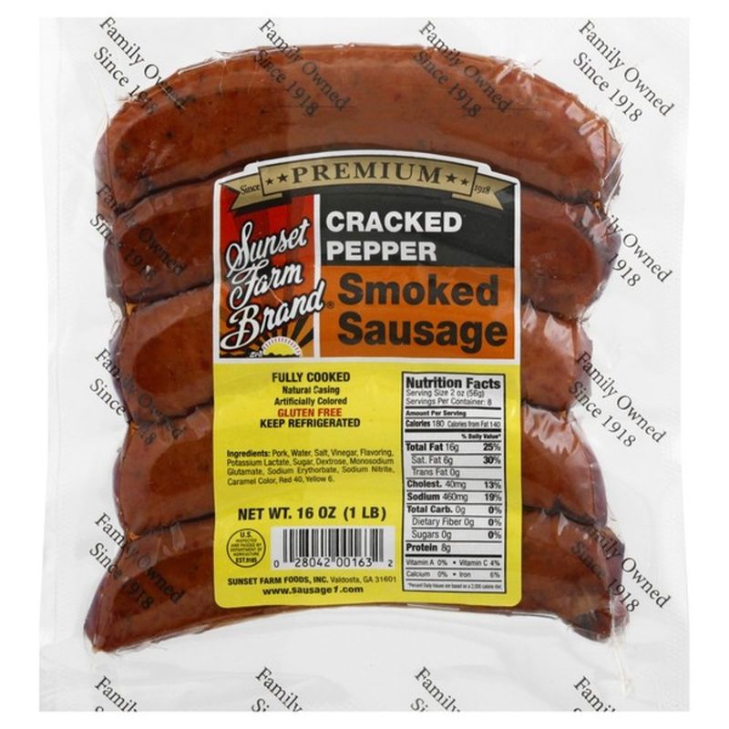 Sunset Farm Brand Smoked Sausage Cracked Pepper 16 oz 