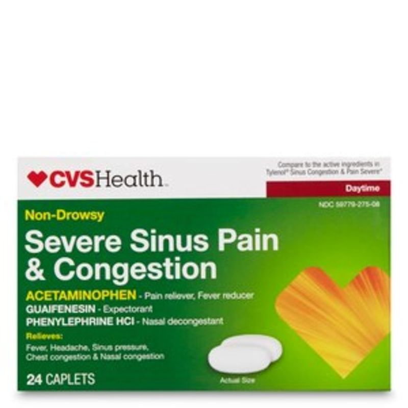 CVS Health Daytime Non-Drowsy Severe Sinus Pain & Congestion Caplets ...