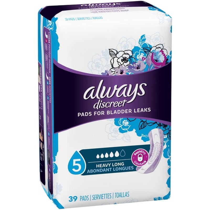 Always Discreet Incontinence Pads For Women, Heavy Absorbency