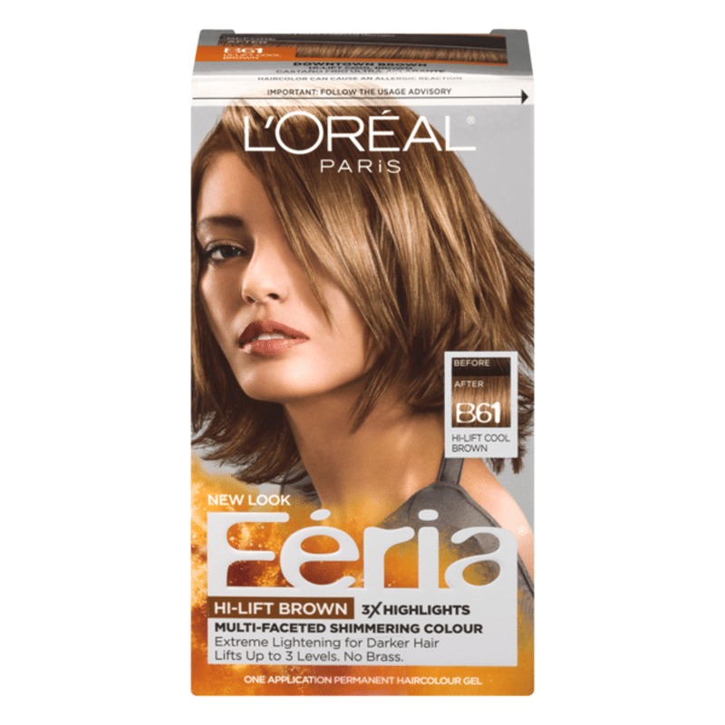 L'Oreal Feria Multi-Faceted Shimmering Colour B61 Hi-Lift Cool Brown (1 ...