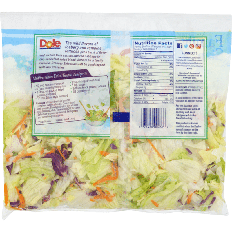 Dole Greener Selection Salad (15 oz bag) Instacart