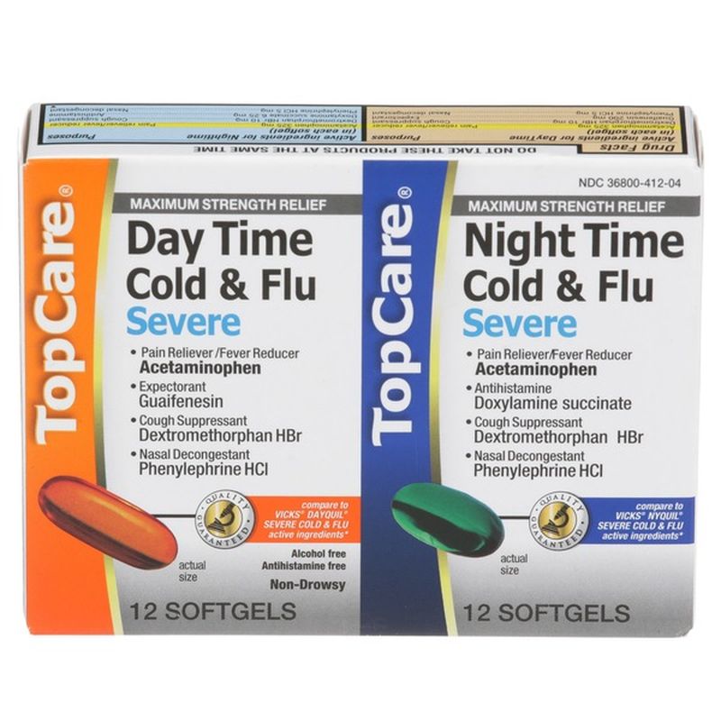 TopCare Day & Night Time Severe Cold & Flu Relief Softgels (24 ct