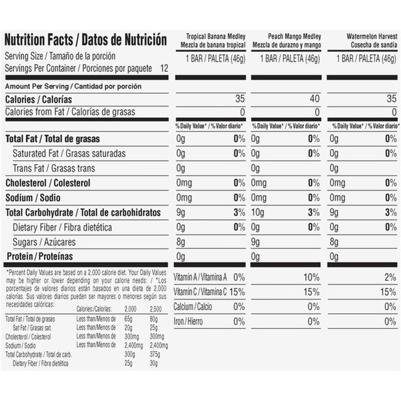 Outshine Tropical Banana, Peach Mango, Watermelon Fruit & Veggie Bars