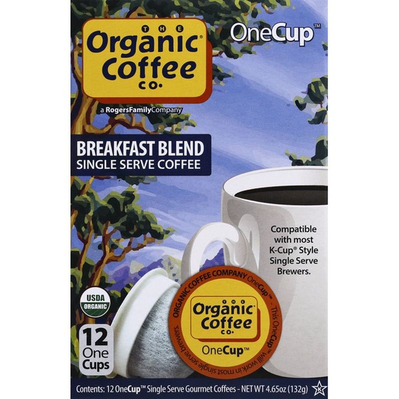 The Organic Coffee Co Coffee Single Serve Regular Roast Breakfast Blend Onecup 12 Each Instacart