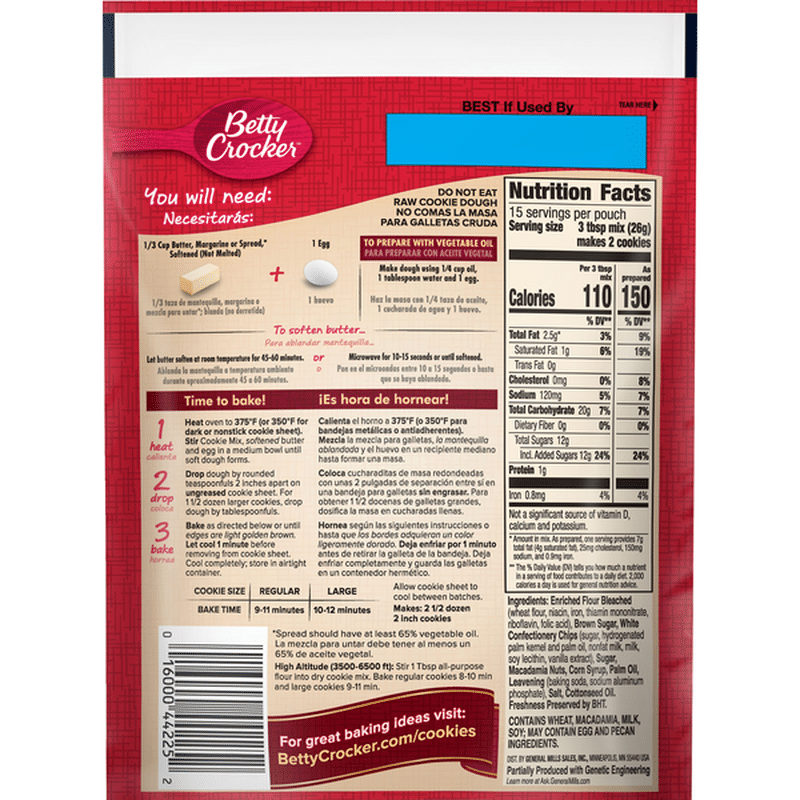 Betty Crocker Cookie Mix, White Chip Macadamia Nut (14 oz) Instacart