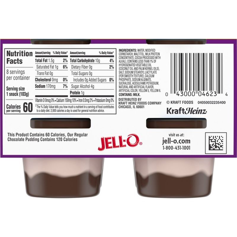 Jell O Chocolate Sugar Free Pudding Cups Snack 4 Ct City Market