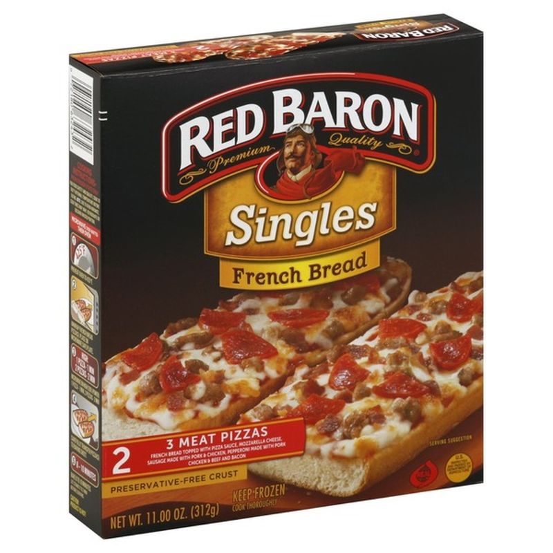 Red Baron French Bread Singles 3 Meat Pizzas