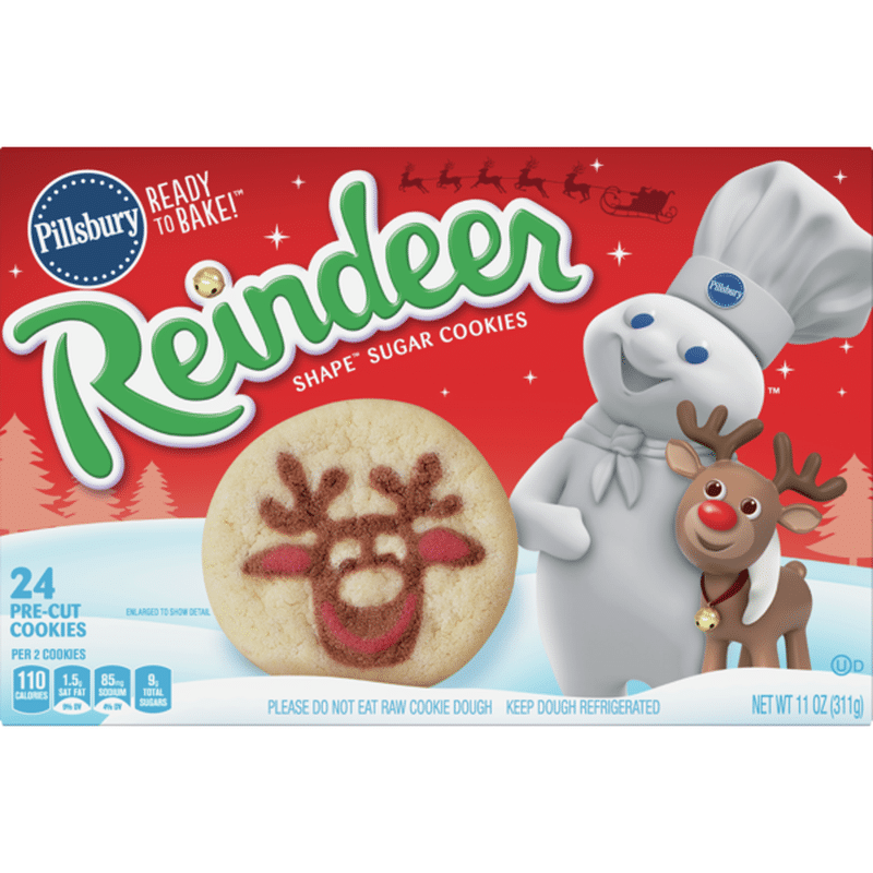 Pillsbury Ready To Bake Reindeer Shape Sugar Cookies 11 Oz Instacart