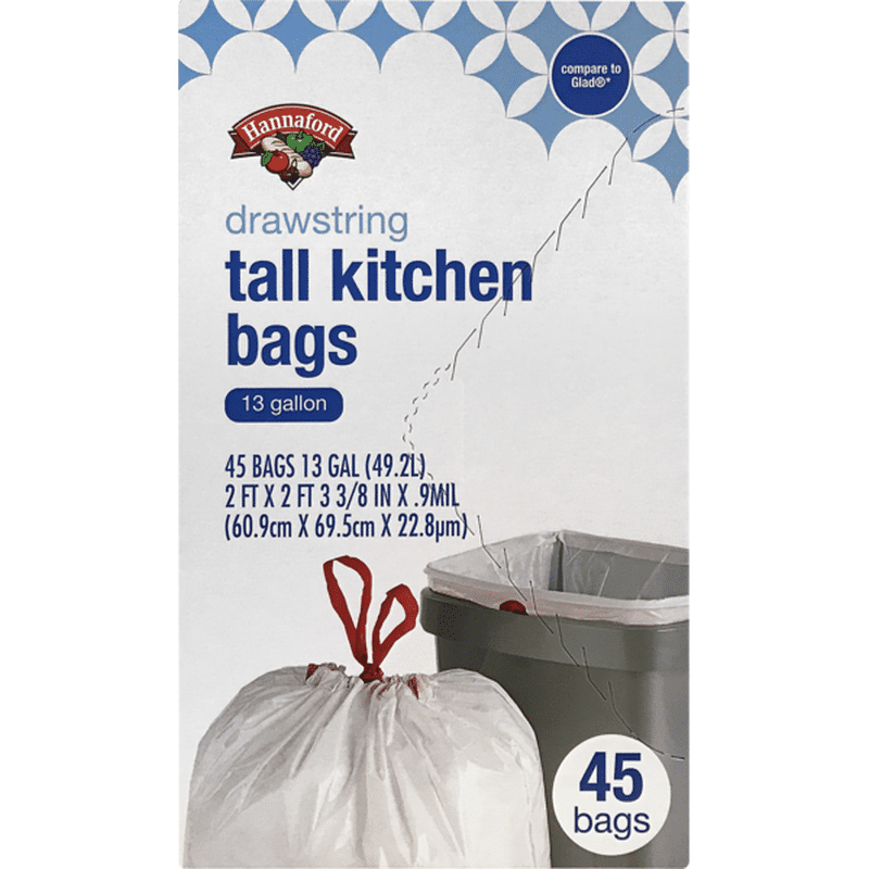 Hannaford Drawstring Tall Kitchen Bags (45 ct) Instacart