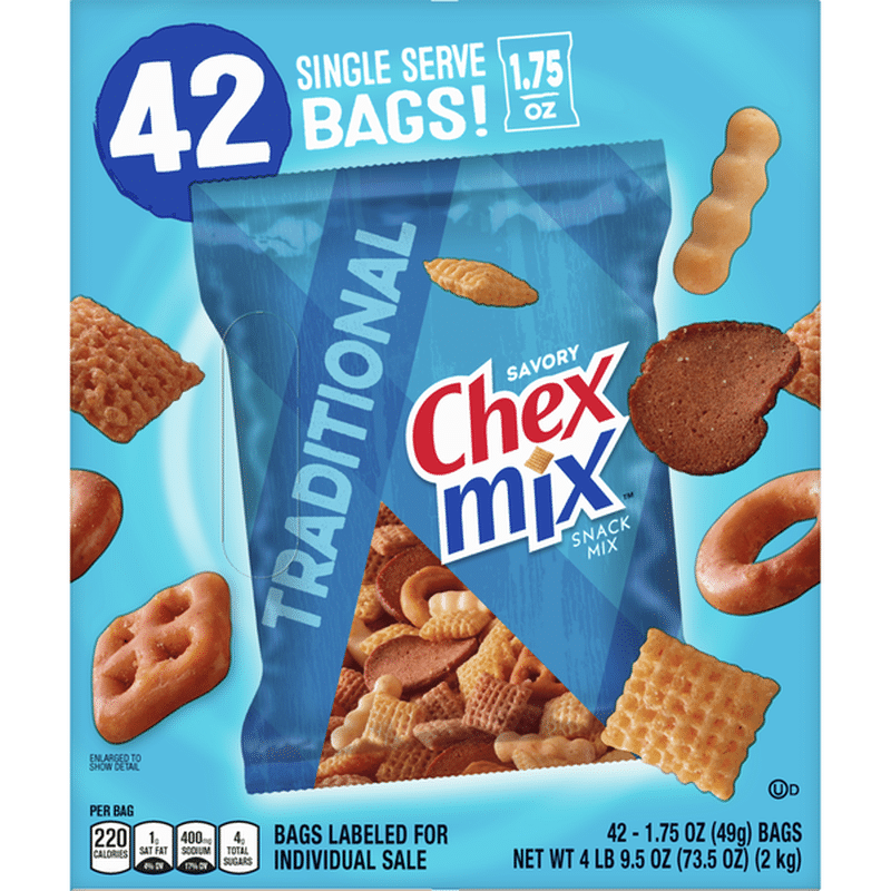 Chex Mix Traditional Savory Snack Mix 42 Single Serve Bags 175 Oz Instacart