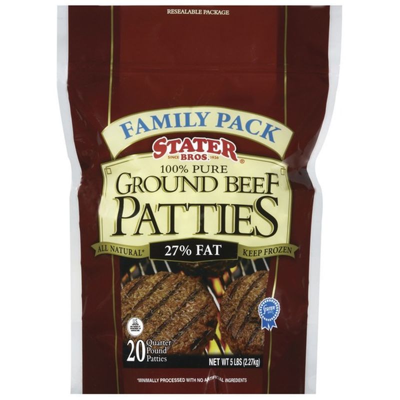Stater Bros 27 Fat 73 Lean Ground Beef Patties (5 lb) Instacart