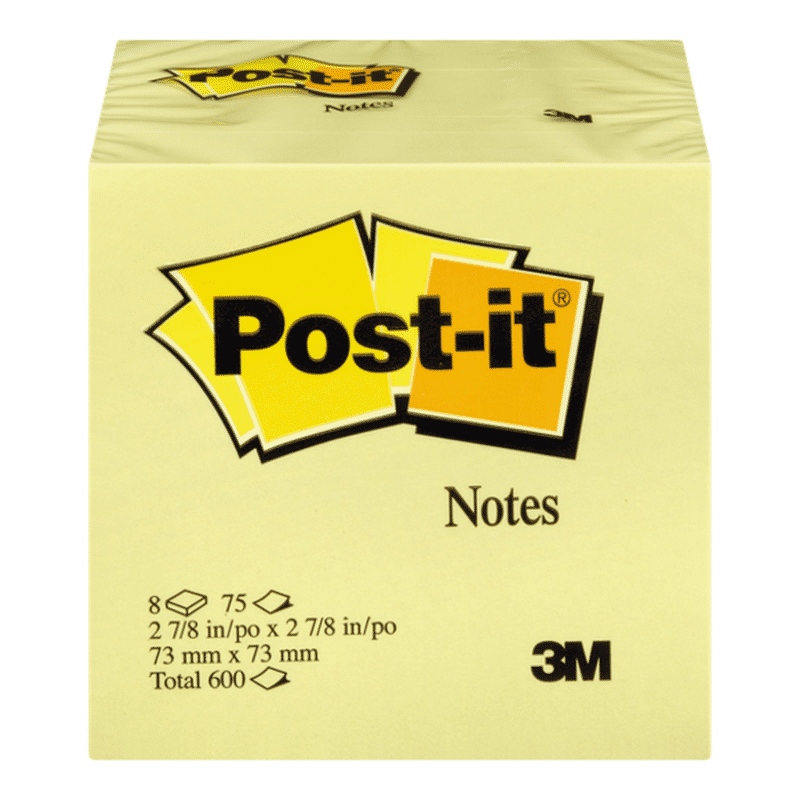Post-It 3" x 3" 5442 Canary Yellow Sticky Notes