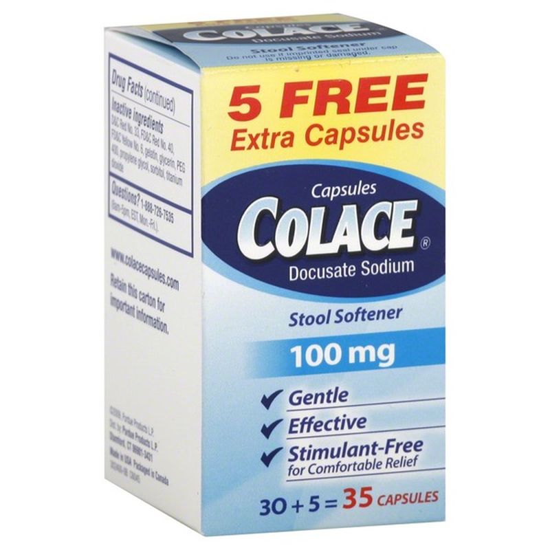 Colace Stool Softener, 100 mg, Capsules (35 each) Instacart