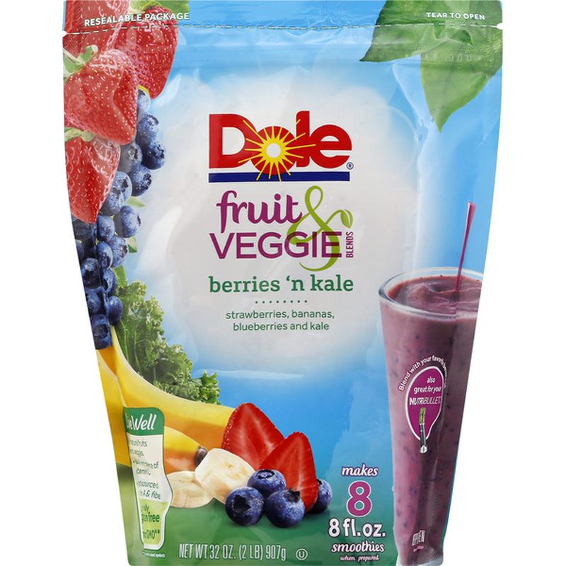 Dole Fruit & Veggie Blends Berries N Kale Smoothie Mix (32 Oz) - Instacart