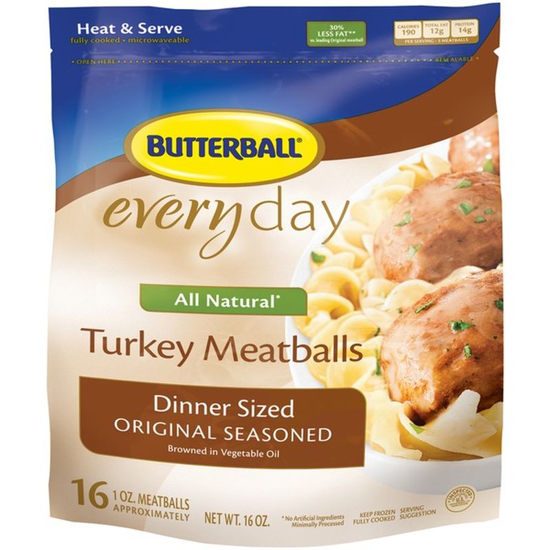 Butterball Everyday Dinner Sized Original Seasoned Turkey Meatballs (16